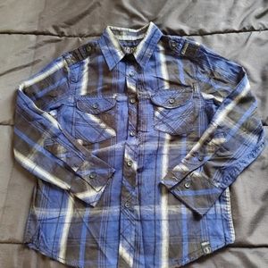boy 6/7 button up royal blue w/black